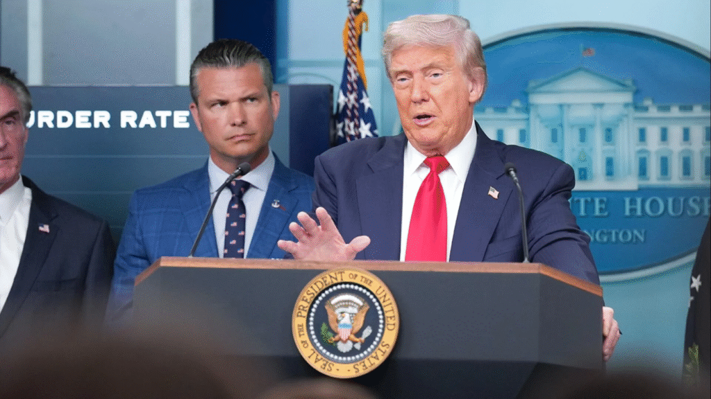 President Donald Trump and Secretary Pete Hegseth discuss the 'crime emergency' in D.C.