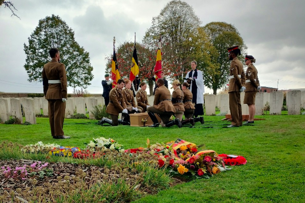 Priest honours sacrifice of unknown British and German WWI soldiers buried together after over a century missing